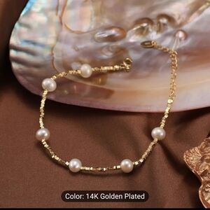 🤍💛NEW🤍💛 STUNNING!! S925 Freshwater Pearl and Gold Plated Beading Bracelet